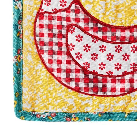 Pioneer Woman Patchwork Quilted Rooster Hot Pad Trivet Farm Country Kitchen Gift - Picture 4 of 4